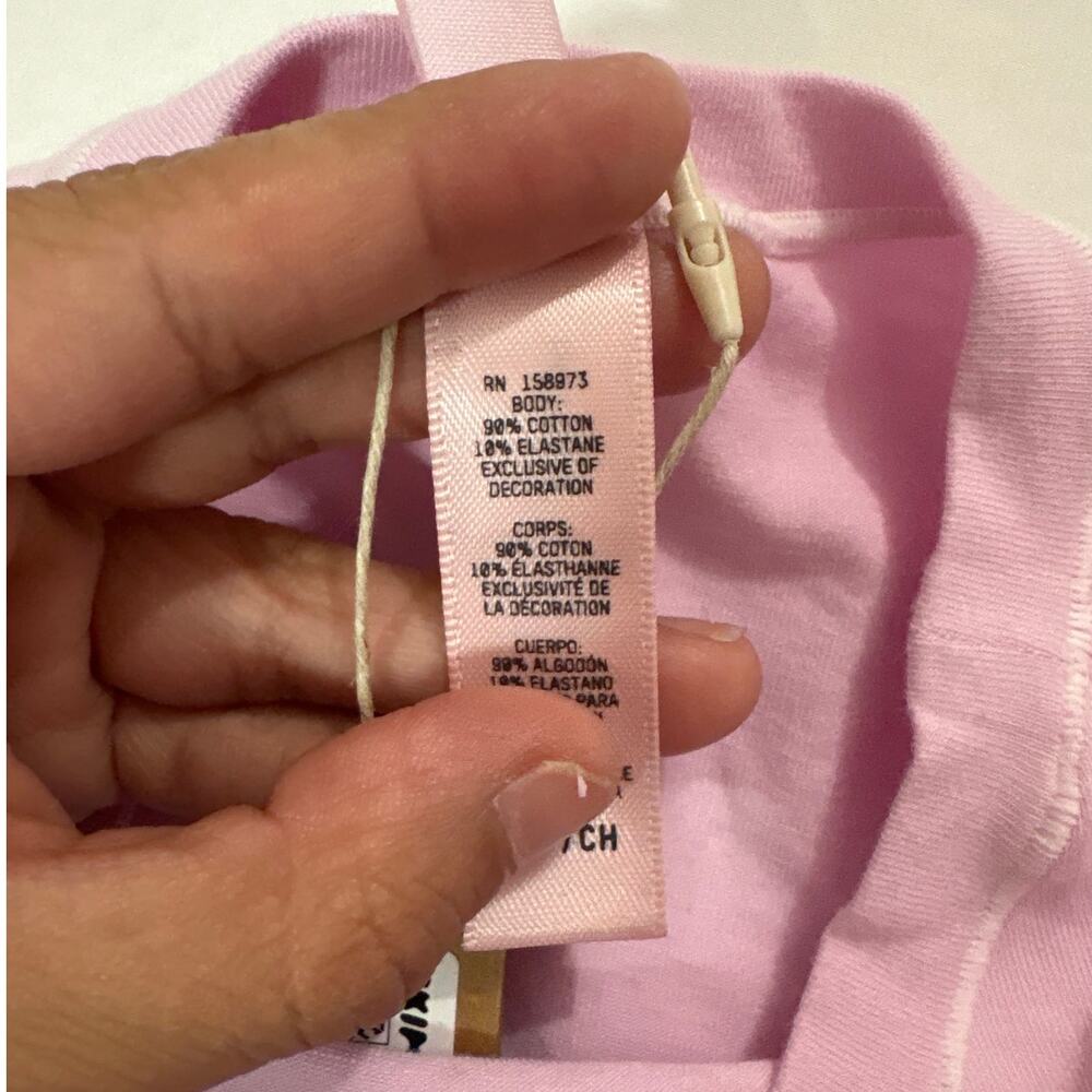 NWT SKIMS Womens Small Cotton Jersey Embroidered T-Shirt Baby Pink Out of Sight - Picture 5 of 8